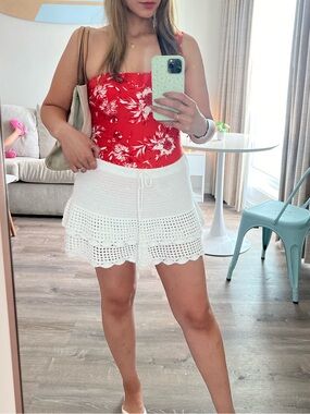 Wild fable White Tiered Crochet Mini Skirt M size